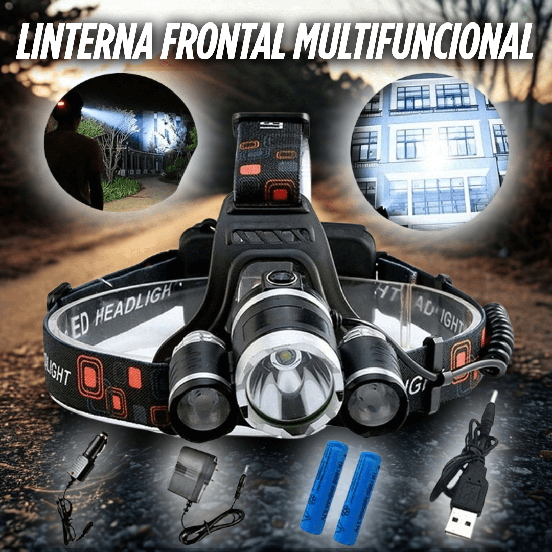 LINTERNA FRONTAL POTENTE 4 EN 1