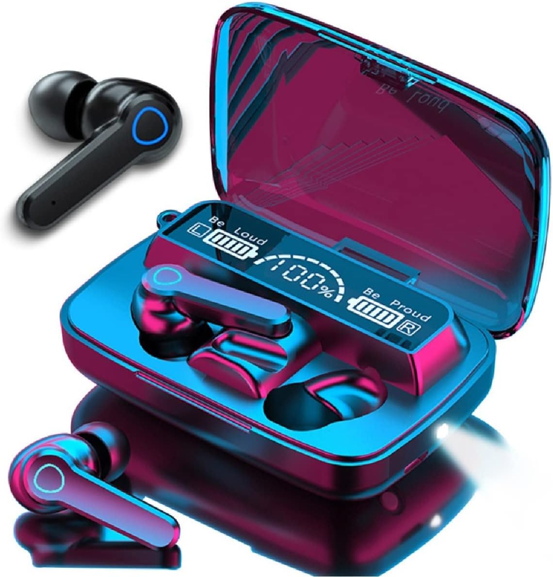 AURICULARES INALÁMBRICOS M19 CON PANTALLA LED, MICRÓFONO Y SONIDO ESTÉREO