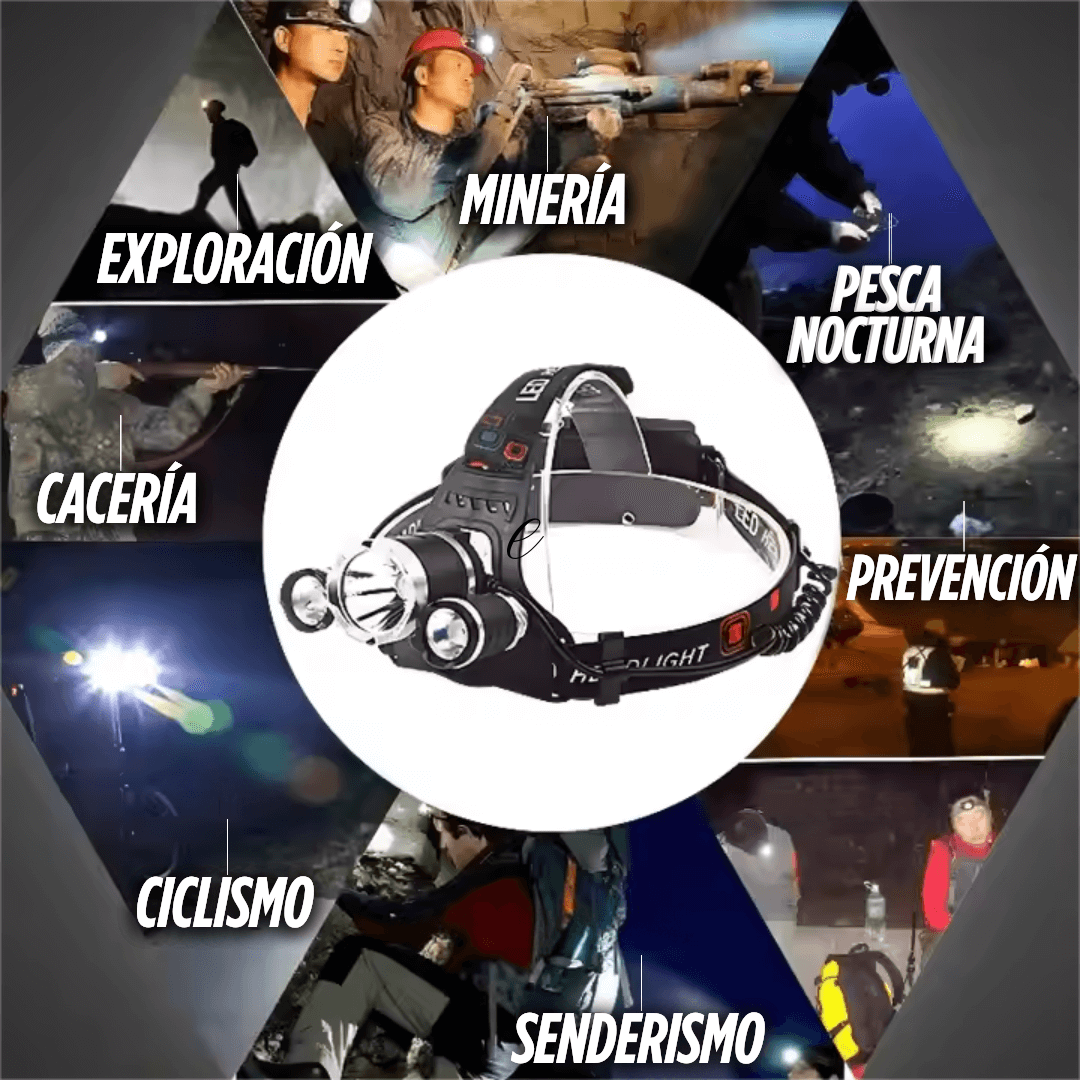 LINTERNA FRONTAL POTENTE 4 EN 1