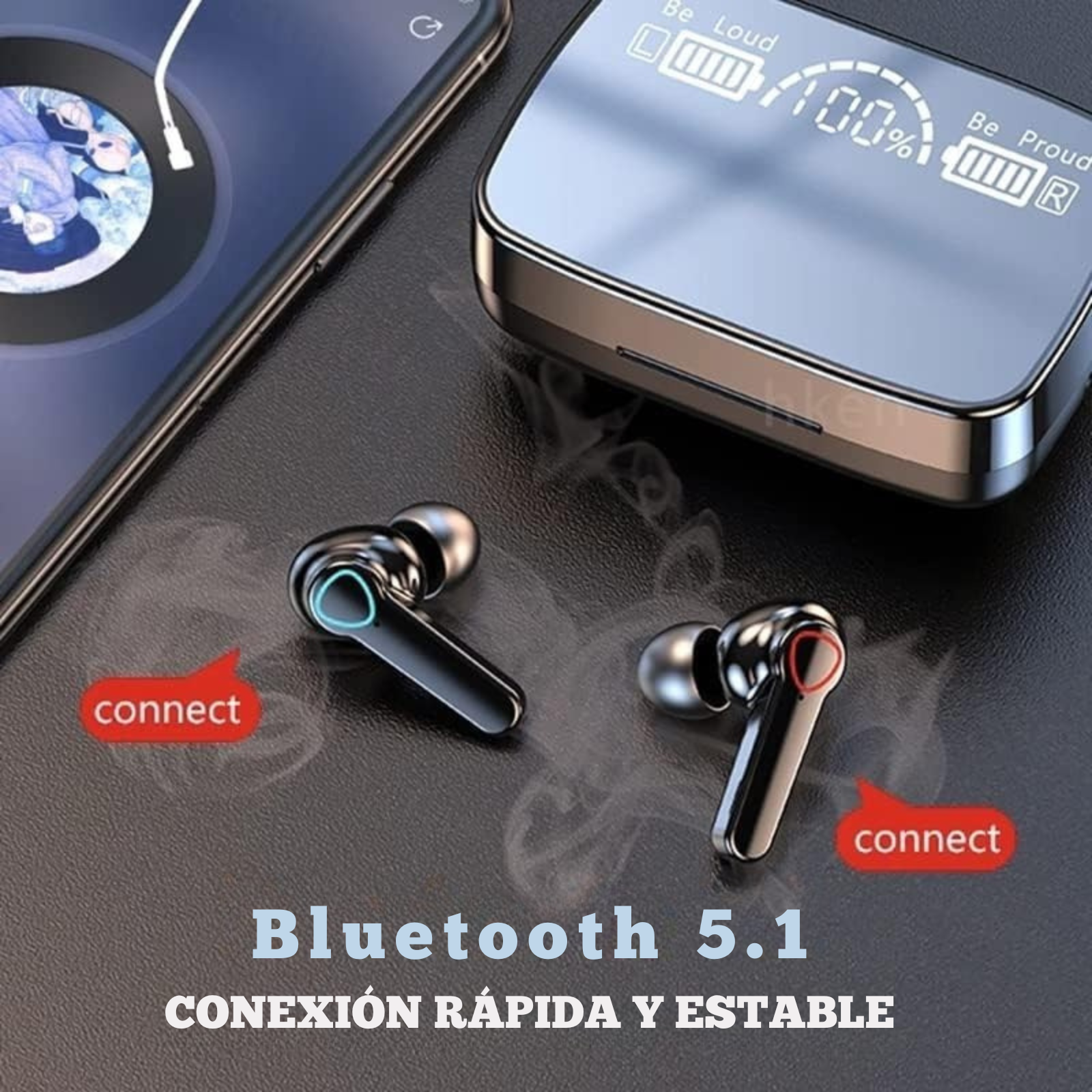 AURICULARES INALÁMBRICOS M19 CON PANTALLA LED, MICRÓFONO Y SONIDO ESTÉREO